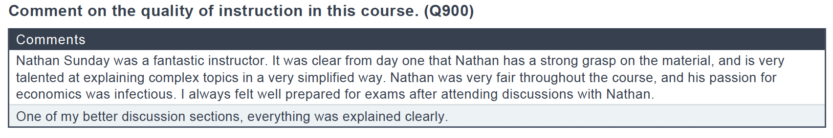 Student comments from Econ 402 Winter 2025